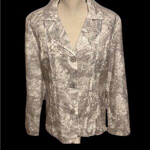 Chicos jacket, gray with white florals, sz 2